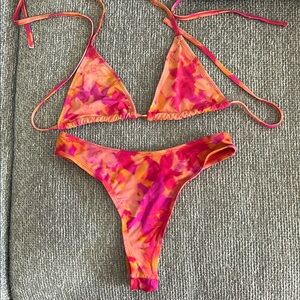 437 swim Pink and Orange Bikini Set